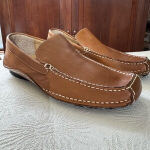 Varese Men’s Cognac Leather Loafers – Size 9D (Style: MAX 311140)